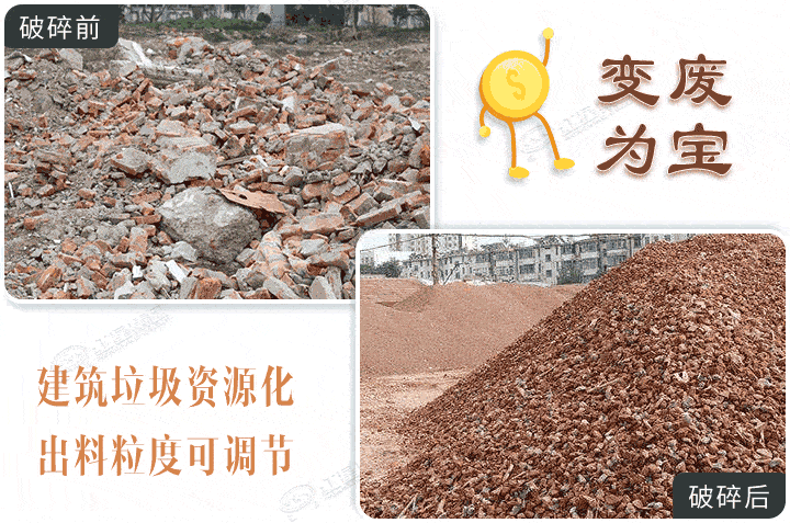 建筑垃圾破碎前后，還能運(yùn)用到建筑骨料中